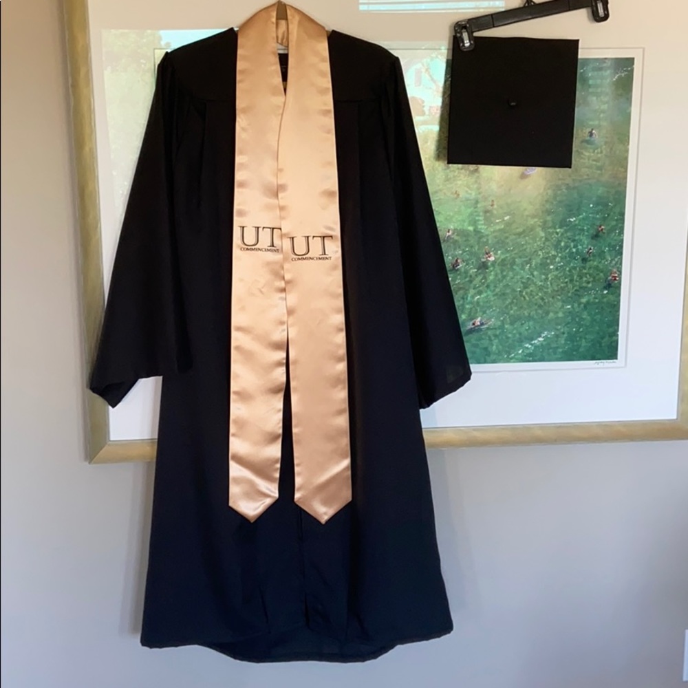 Oak Hall Black Graduation Cap and Gown UT McCombs